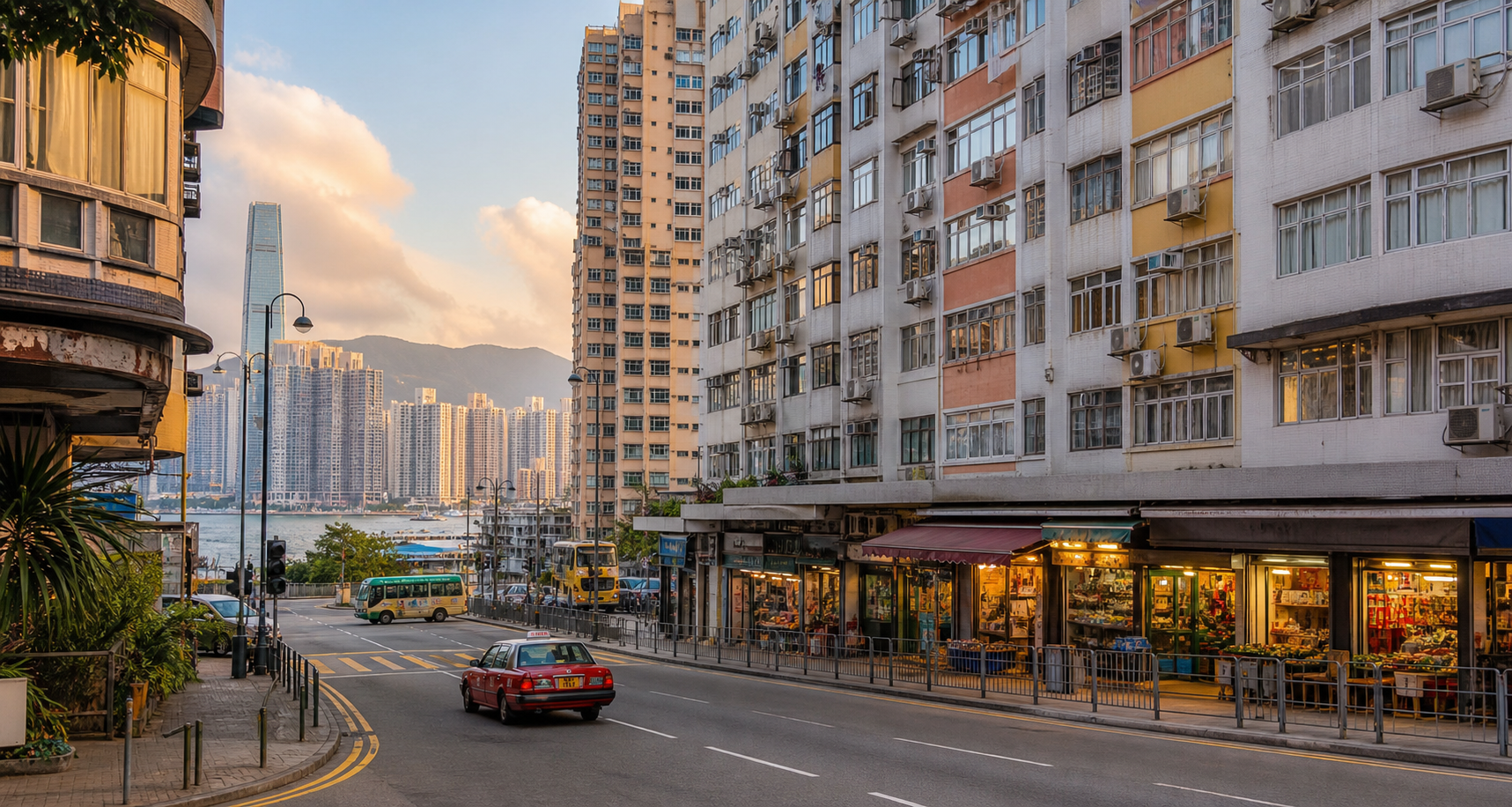 香港本地住宅街區與城市生活場景